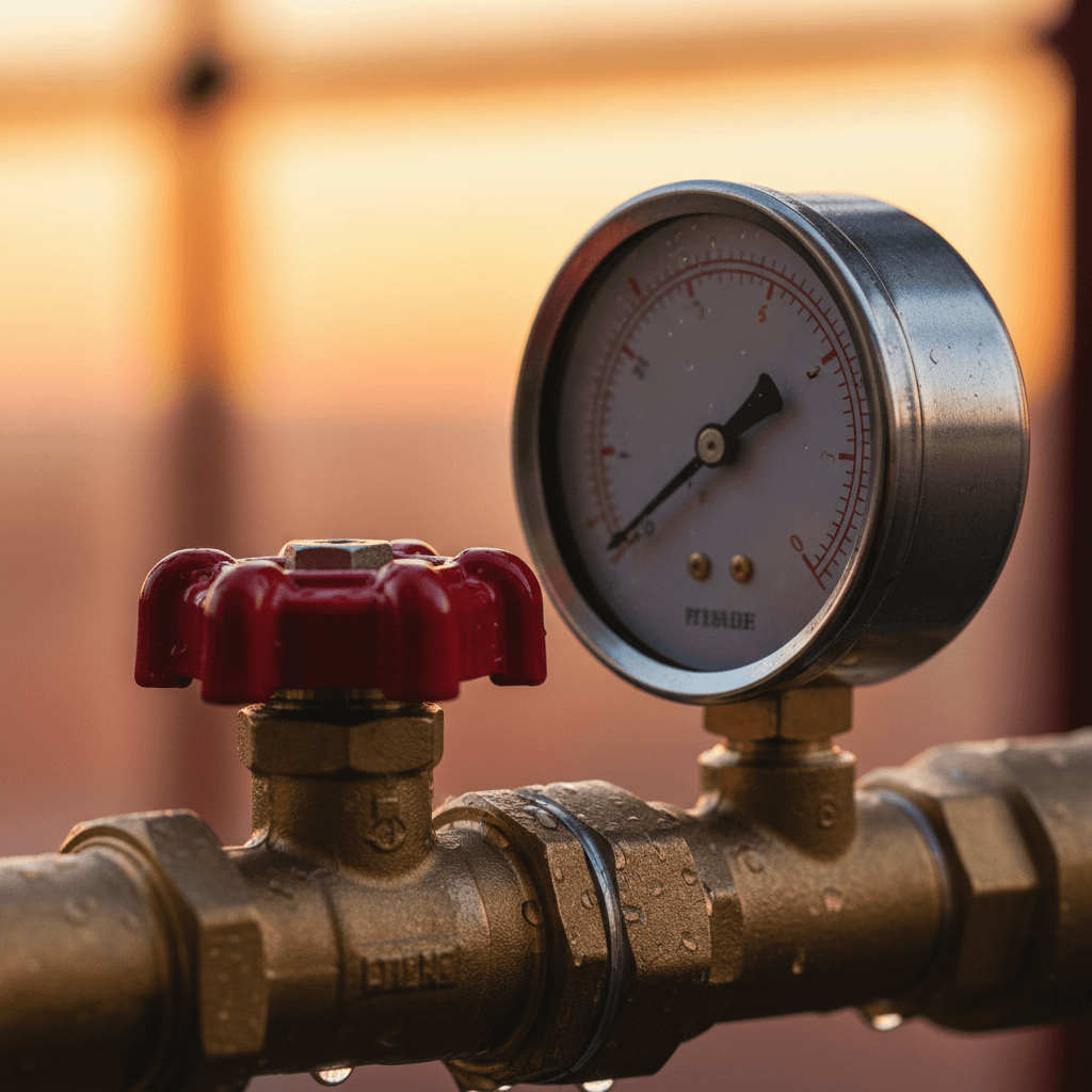 Detailansicht einer Heizungsanlage Armatur